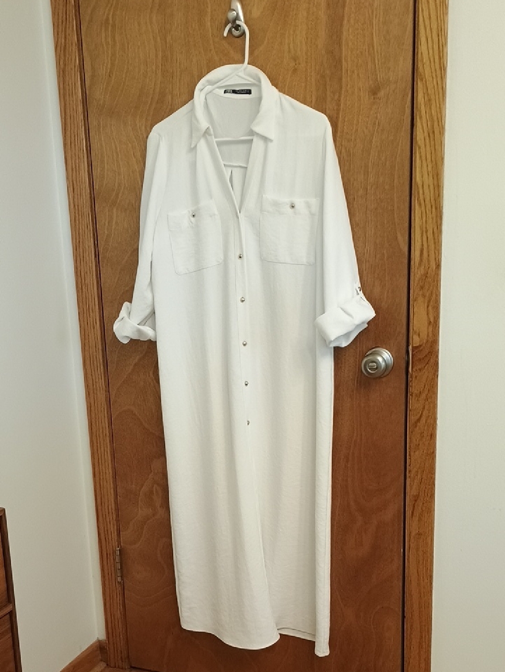 Zara White Maxi Shirt Dress